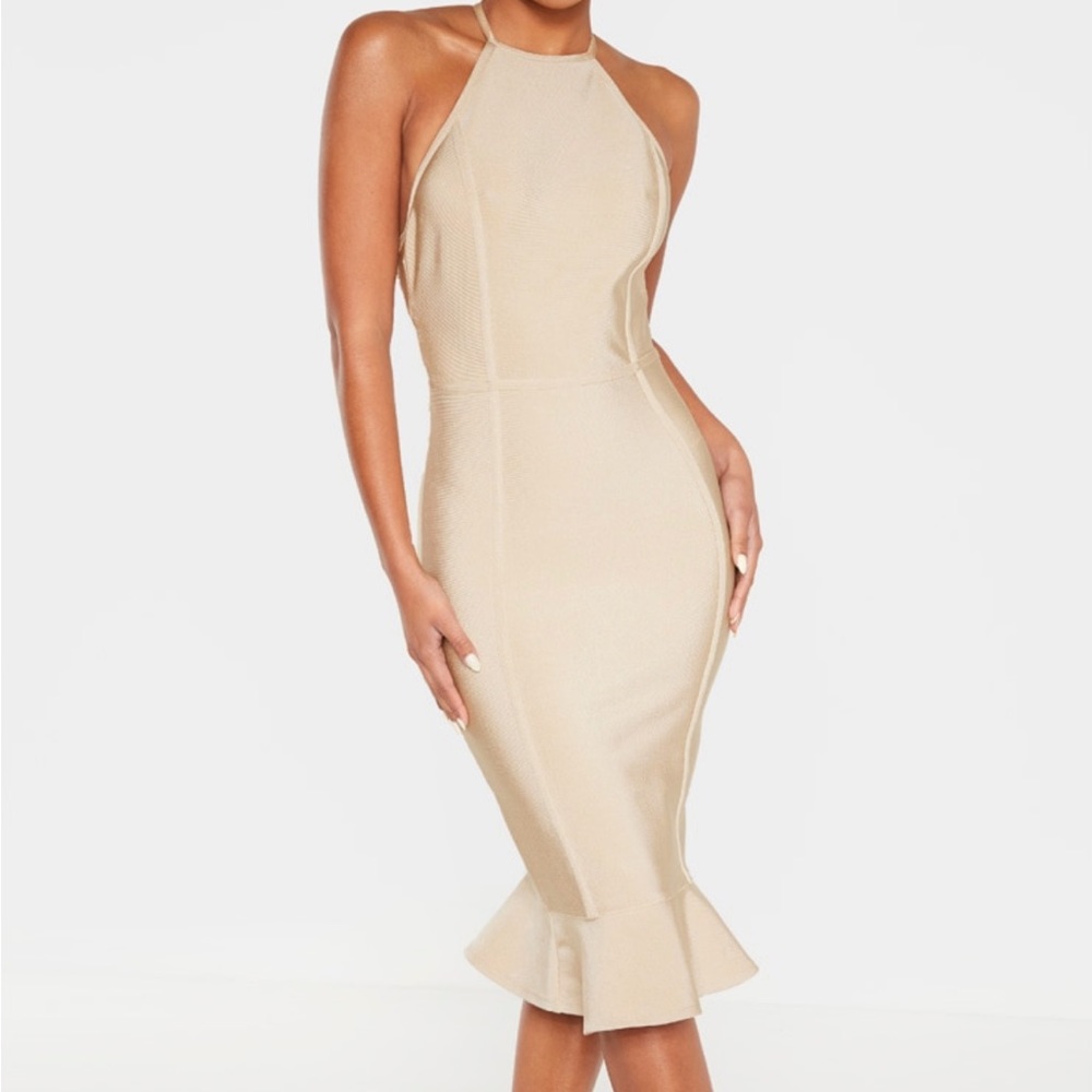 Beige bandage dress